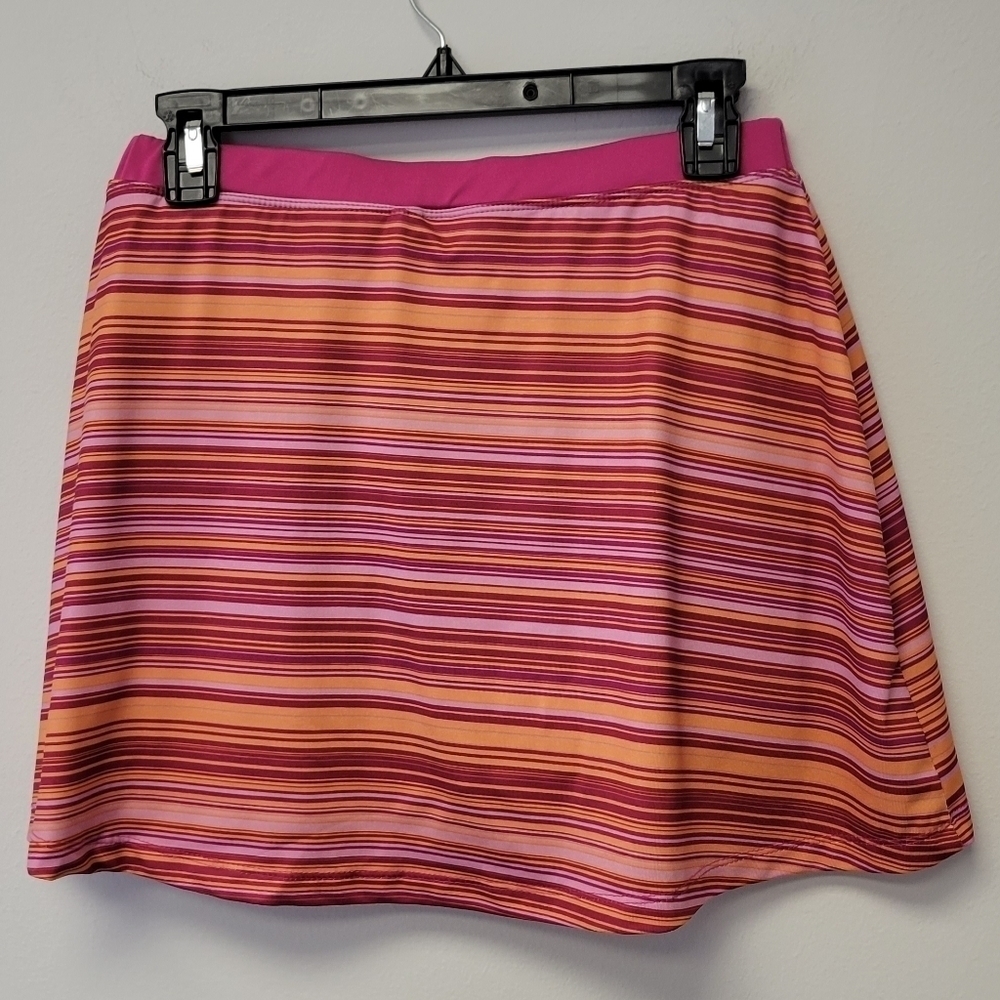 BCG tennis skirt skort Pink Orange Stripes L - Picture 2 of 5
